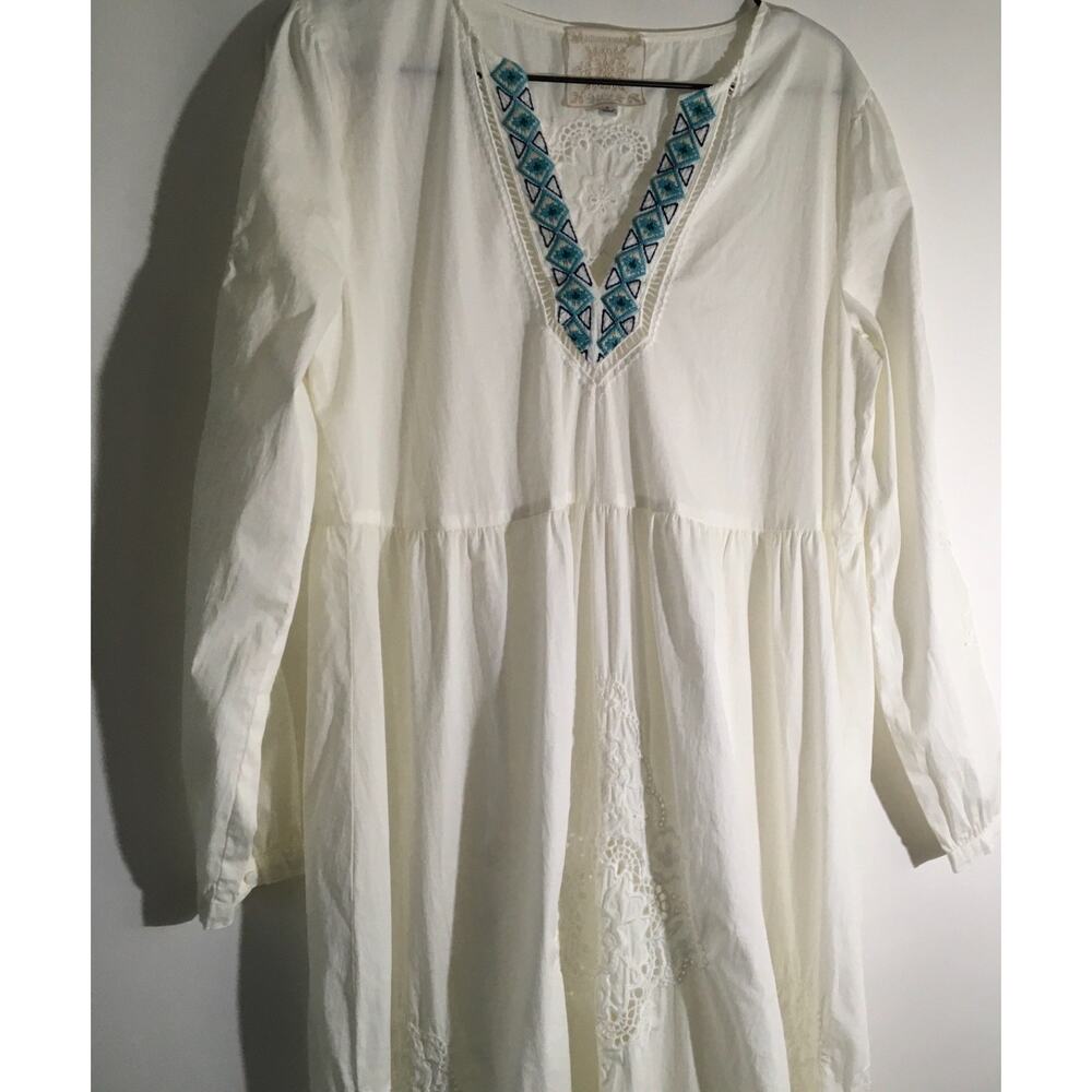 Johnny Was Baraz Midi Women's Size Small White Embroidered Eyelet Detail Boho - Picture 2 of 9